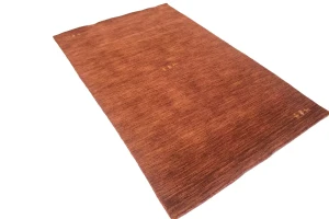 Solid Rusty Red 4X6 Oriental Modern Rug