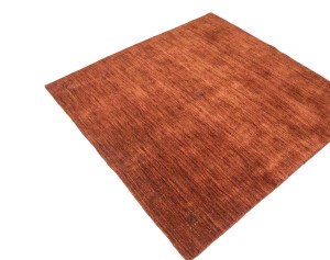 Solid Rusty Red 5X5 Oriental Modern Square Rug