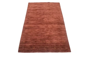 Solid Maroon Red 4X6 Oriental Modern Rug