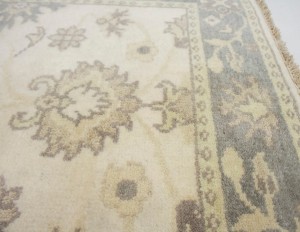 Cream Floral 4X10 Chobi Oushak Oriental Runner Rug