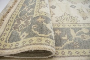 Cream Floral 4X10 Chobi Oushak Oriental Runner Rug