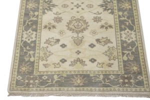 Cream Floral 4X10 Chobi Oushak Oriental Runner Rug