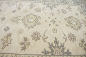 Cream Floral 4X10 Chobi Oushak Oriental Runner Rug