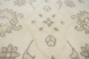 Cream Floral 4X10 Chobi Oushak Oriental Runner Rug