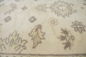 Cream Floral 4X10 Chobi Oushak Oriental Runner Rug