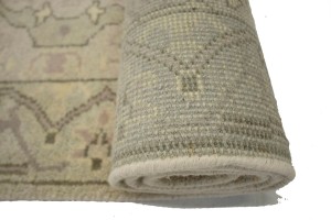 Beige Casual Floral 3X20 Oushak Chobi Oriental Runner Rug