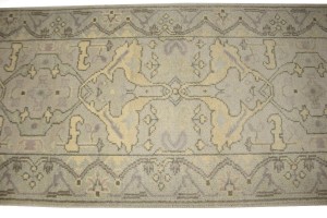 Beige Casual Floral 3X20 Oushak Chobi Oriental Runner Rug