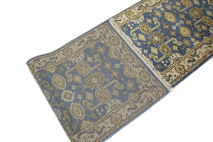 Gray Floral 3X10 Oushak Chobi Oriental Runner Rug
