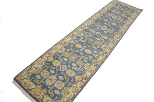 Gray Floral 3X10 Oushak Chobi Oriental Runner Rug