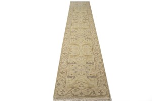Cream Floral 2'5X13'9 Oushak Oriental Runner Rug