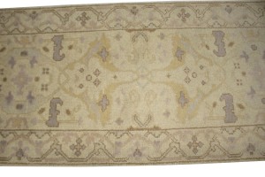 Cream Floral 2'5X13'9 Oushak Oriental Runner Rug