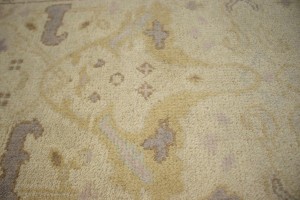 Cream Floral 2'5X13'9 Oushak Oriental Runner Rug