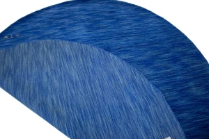 Solid Blue 8X8 Oriental Modern Round Rug
