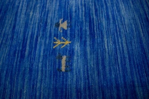 Solid Blue 8X8 Oriental Modern Round Rug