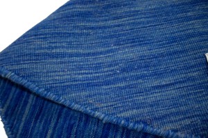 Solid Blue 6X6 Oriental Modern Round Rug
