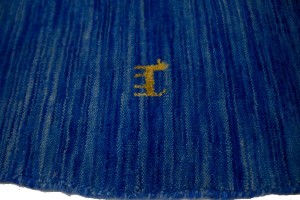 Solid Blue 6X6 Oriental Modern Round Rug