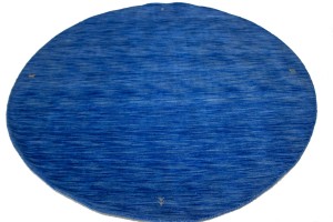Solid Blue 6X6 Oriental Modern Round Rug
