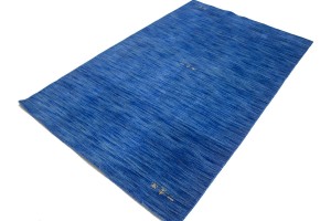 Solid Blue 5X8 Oriental Modern Rug