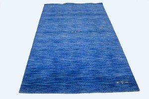 Solid Blue 5X8 Oriental Modern Rug
