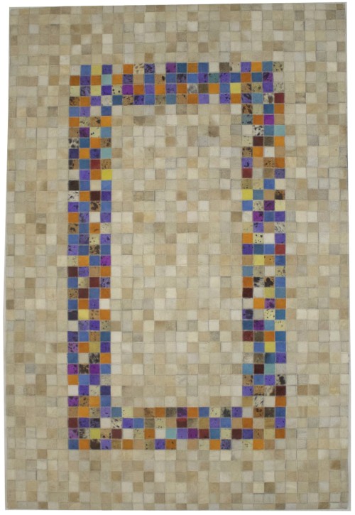 Multicolored Cowhide 4X6 Modern Leather Rug