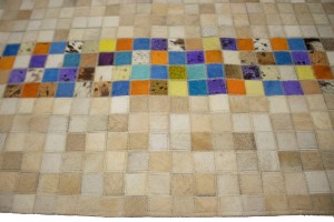 Multicolored Cowhide 4X6 Modern Leather Rug