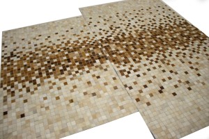 Beige Brown Cowhide 4X6 Modern Leather Rug