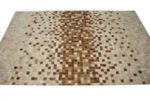 Beige Brown Cowhide 4X6 Modern Leather Rug