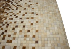 Beige Brown Cowhide 4X6 Modern Leather Rug