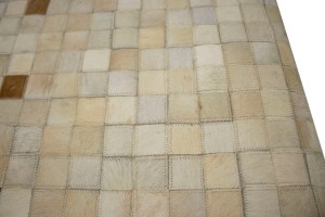 Beige Brown Cowhide 4X6 Modern Leather Rug