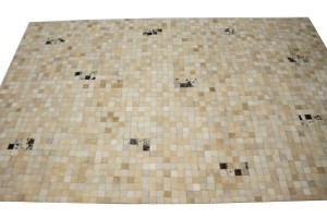 Multi Beige Brown Cowhide 5X8 Modern Leather Rug
