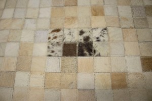 Multi Beige Brown Cowhide 5X8 Modern Leather Rug