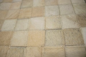 Multi Beige Brown Cowhide 5X8 Modern Leather Rug