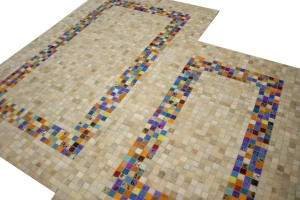 Multicolored Cowhide 5X8 Modern Leather Rug