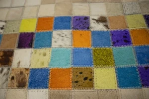 Multicolored Cowhide 5X8 Modern Leather Rug