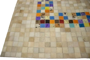 Multicolored Cowhide 5X8 Modern Leather Rug