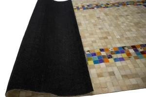 Multicolored Cowhide 5X8 Modern Leather Rug