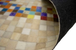 Multicolored Cowhide 6X6 Modern Leather Square Rug