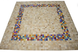Multicolored Cowhide 6X6 Modern Leather Square Rug