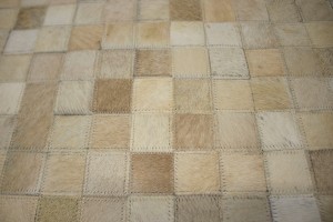 Multicolored Cowhide 6X6 Modern Leather Square Rug