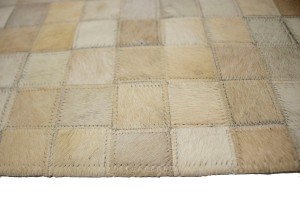 Multicolored Cowhide 6X6 Modern Leather Square Rug