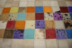 Multicolored Cowhide 6X6 Modern Leather Square Rug