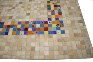 Multicolored Cowhide 6X6 Modern Leather Square Rug