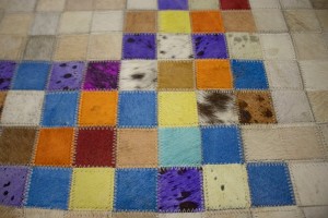 Multicolored Cowhide 6X6 Modern Leather Square Rug