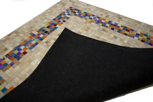 Multicolored Cowhide 6X6 Modern Leather Square Rug