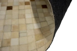 Beige Brown Cowhide 6X6 Modern Leather Square Rug