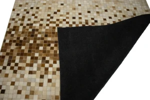 Beige Brown Cowhide 6X6 Modern Leather Square Rug