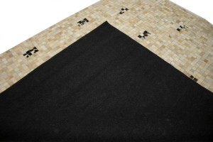 Multi Beige Brown Cowhide 8X10 Modern Leather Rug