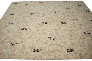 Multi Beige Brown Cowhide 8X10 Modern Leather Rug