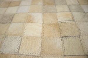 Multi Beige Brown Cowhide 8X10 Modern Leather Rug