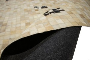 Multi Beige Brown Cowhide 8X10 Modern Leather Rug